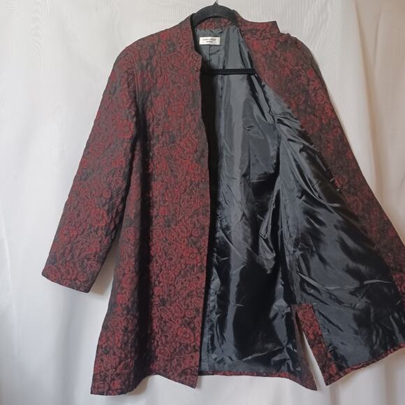 LAURA ASHLEY Petite Ruby Luster/Black Button Front Jacket. Size L - Picture 7 of 11